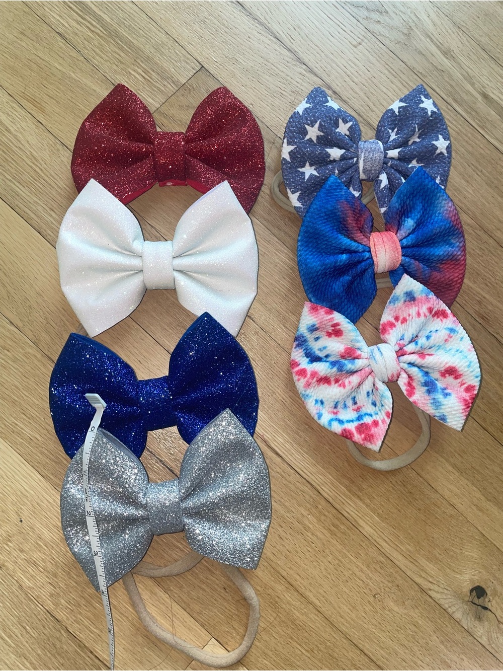 Infant/toddler 4th of July Bow on nylon Set. Skipper ave brand